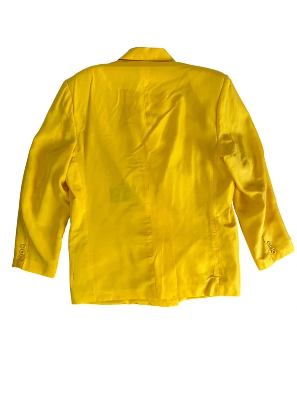 Vintage Yellow Silk Black Double breast Woman LARGE - Picture 3 of 11